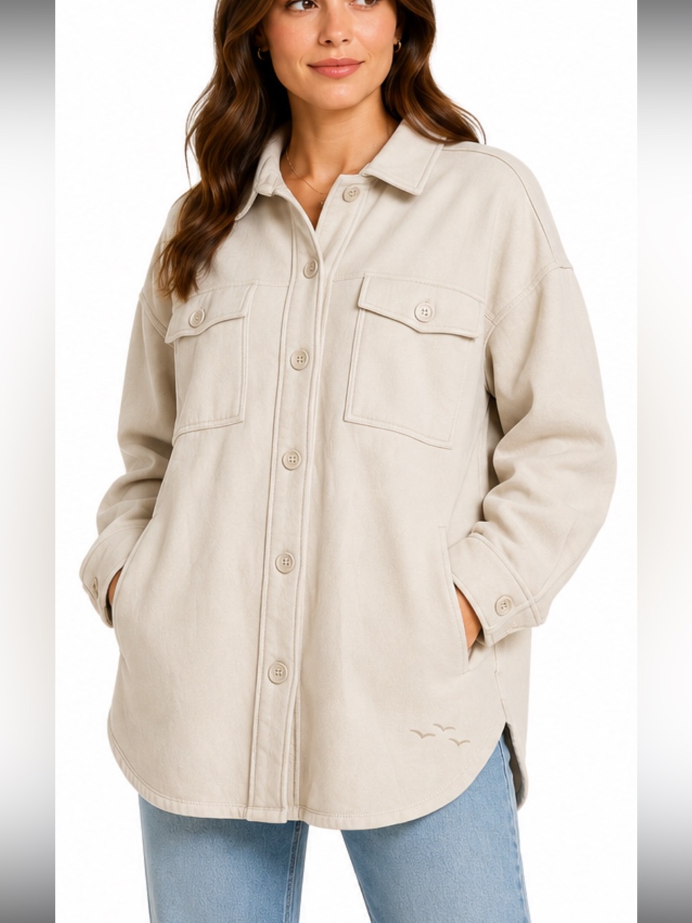 Lazypants Oversized Beige Fleece Shacket Jacket XXL Cozy Button Front